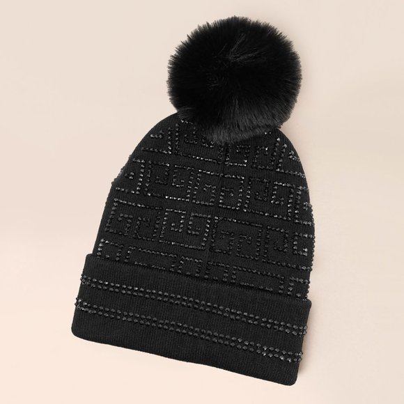 GALPADA Glitter Gold Pom Pom Beanie – Sparkly Knit Hat For Women, Winter & Fall Accessory